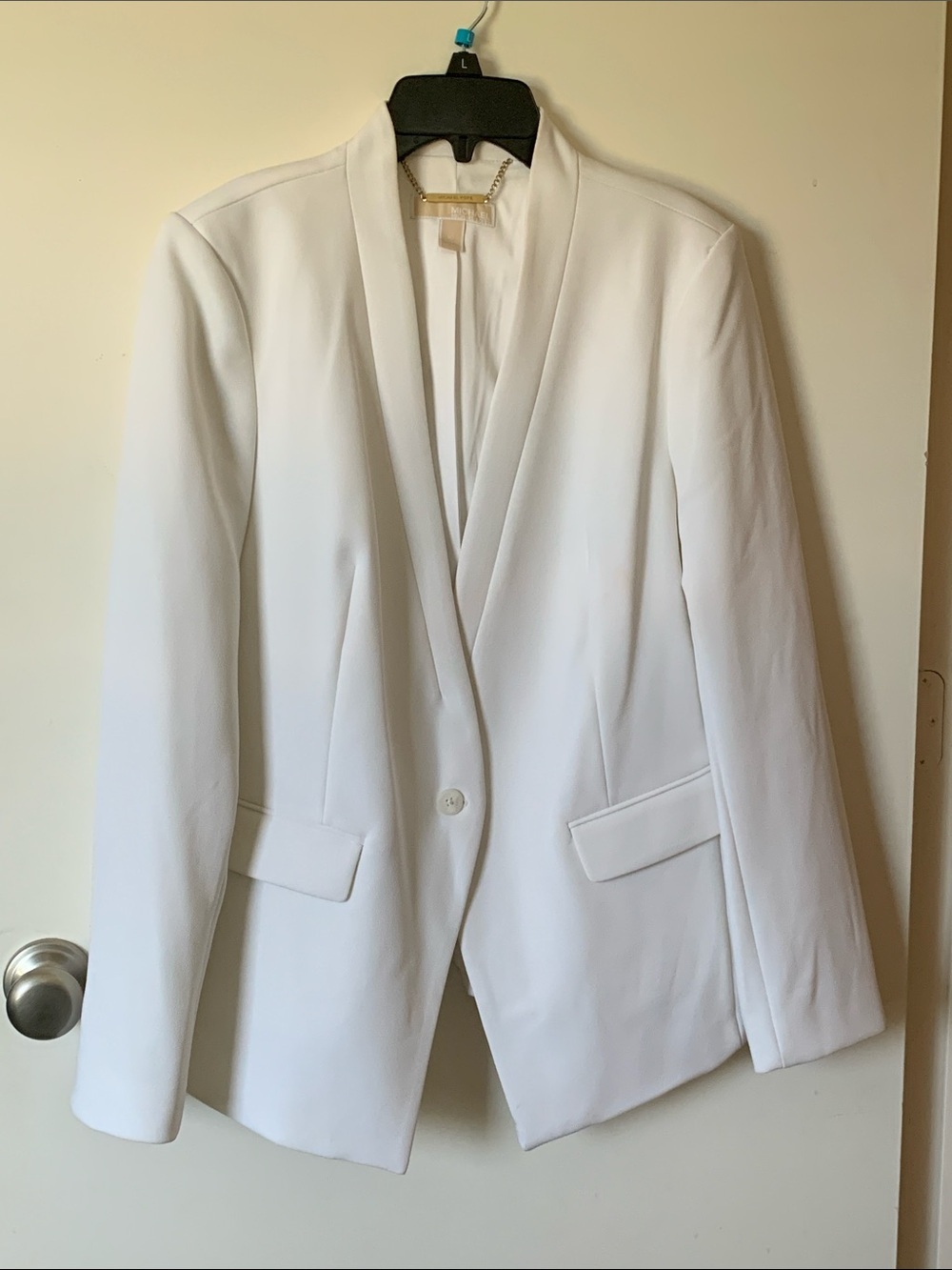 MICHAEL Michael Kors White Single-Button Shawl Collar Blazer